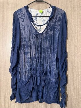 Adam Jacobs Neon Lime Label on Tie-Dye Blue Garment